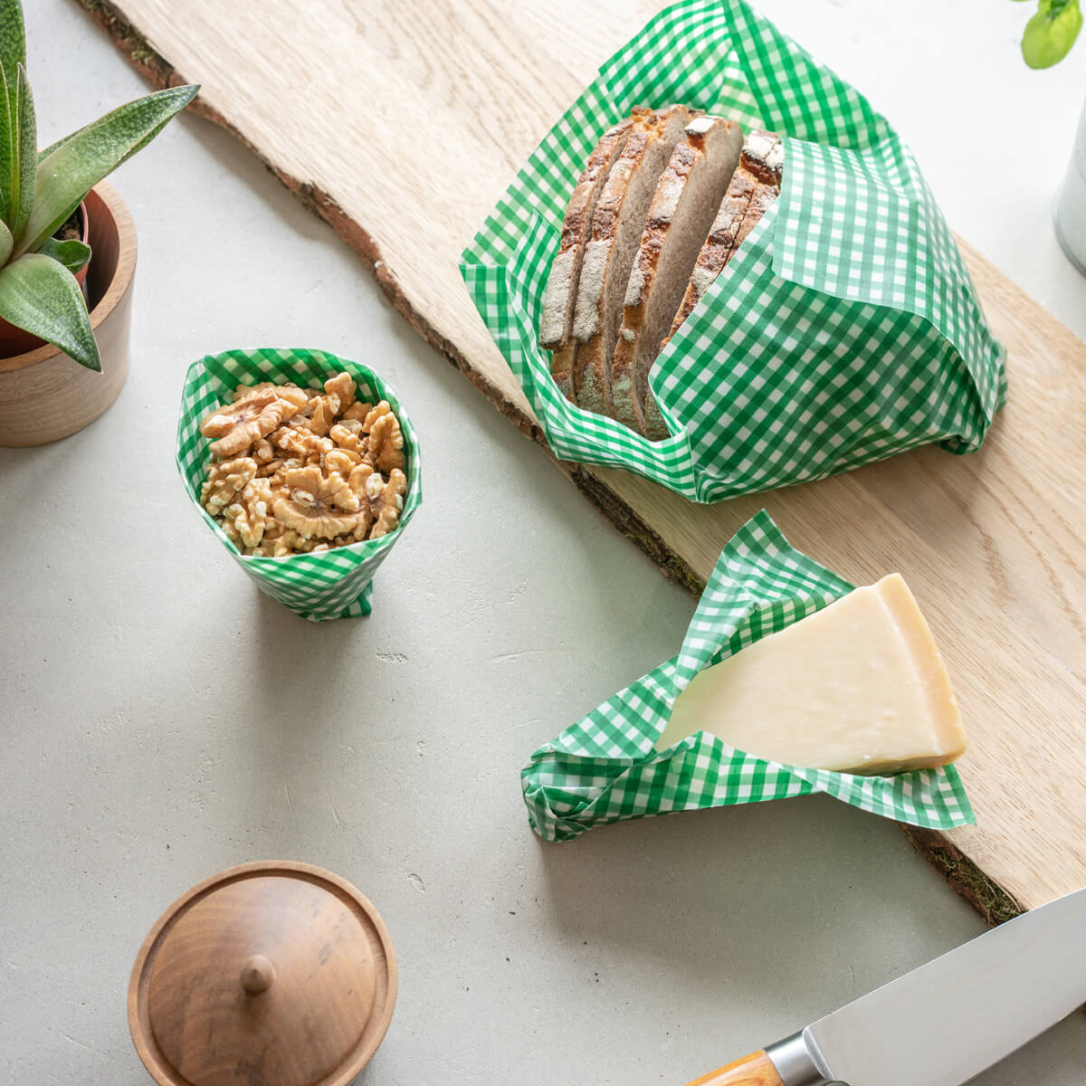 Flatlay von Bienenwachstücher 3er Set Io Nova