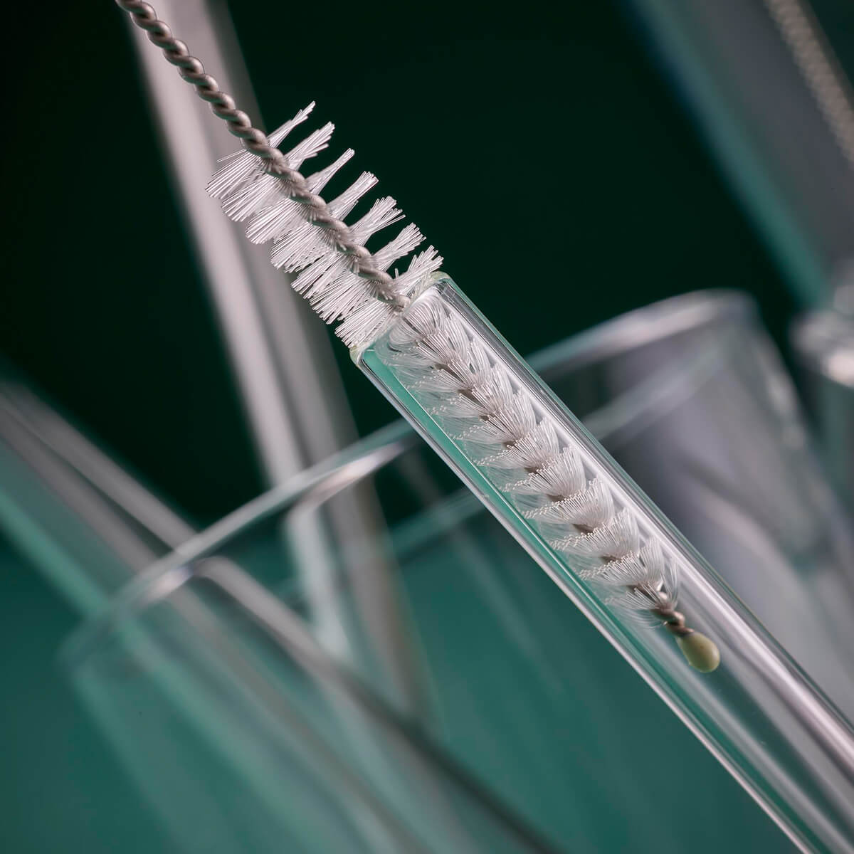 Glasstrohhalm von Io Nova mit passender Reinigungsbürste – umweltfreundlich, wiederverwendbar und hygienisch sauber.