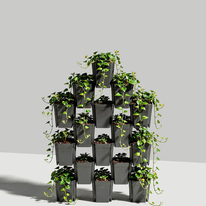 FlexiFlora modulares Pflanzsystem 16er Set mit Pflanzmodulen für vertikales Gärtnern und Urban Gardening.