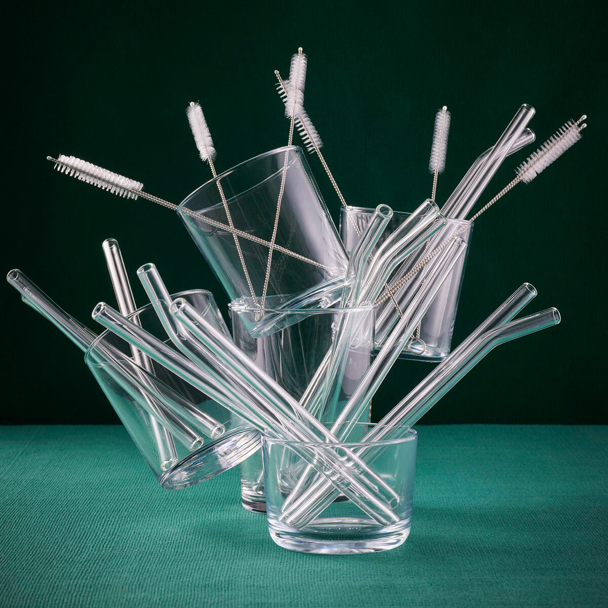 Io Nova Glas Strohhalme 8er Set – Inkl. Reinigungsbürsten