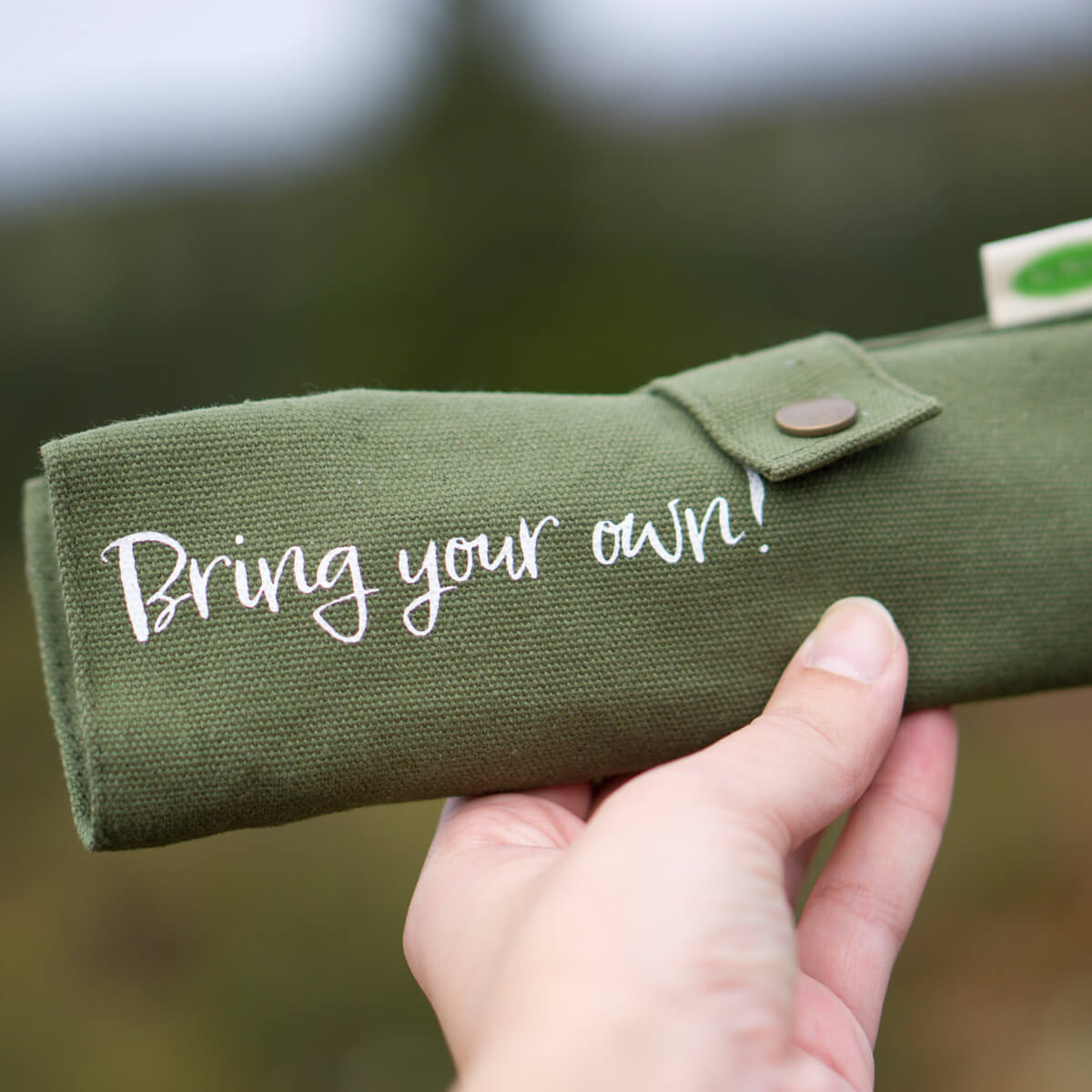 Grünes Etui für das Kokosnuss Besteck Set von Io Nova