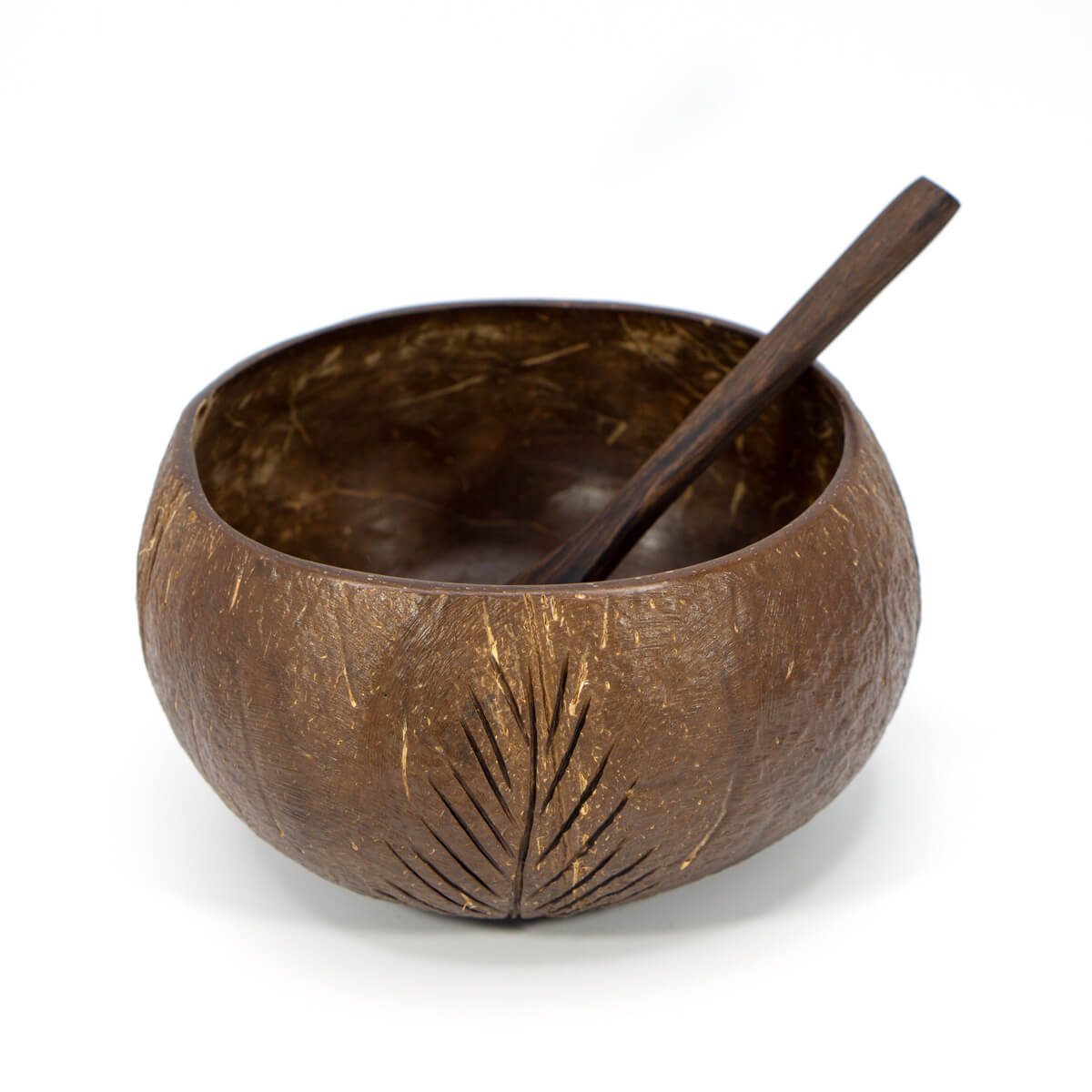 Kokosnuss Bowl mit Schnitzmuster in Blätteroptik von Io Nova